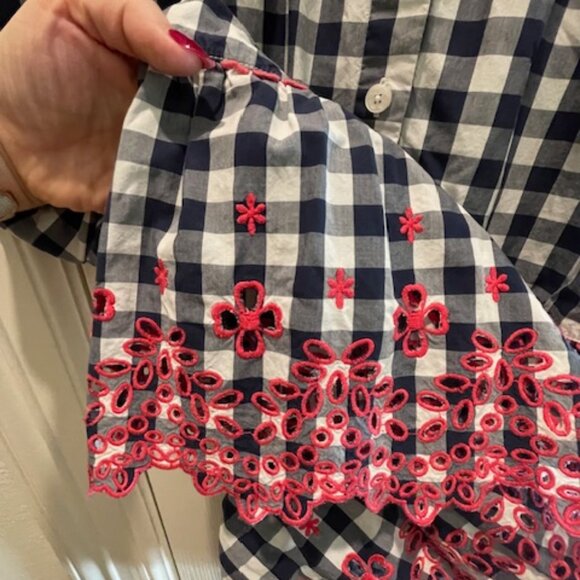 Draper James Dolly Gingham Eyelet Shirt Dress Size 4 - Picture 7 of 8